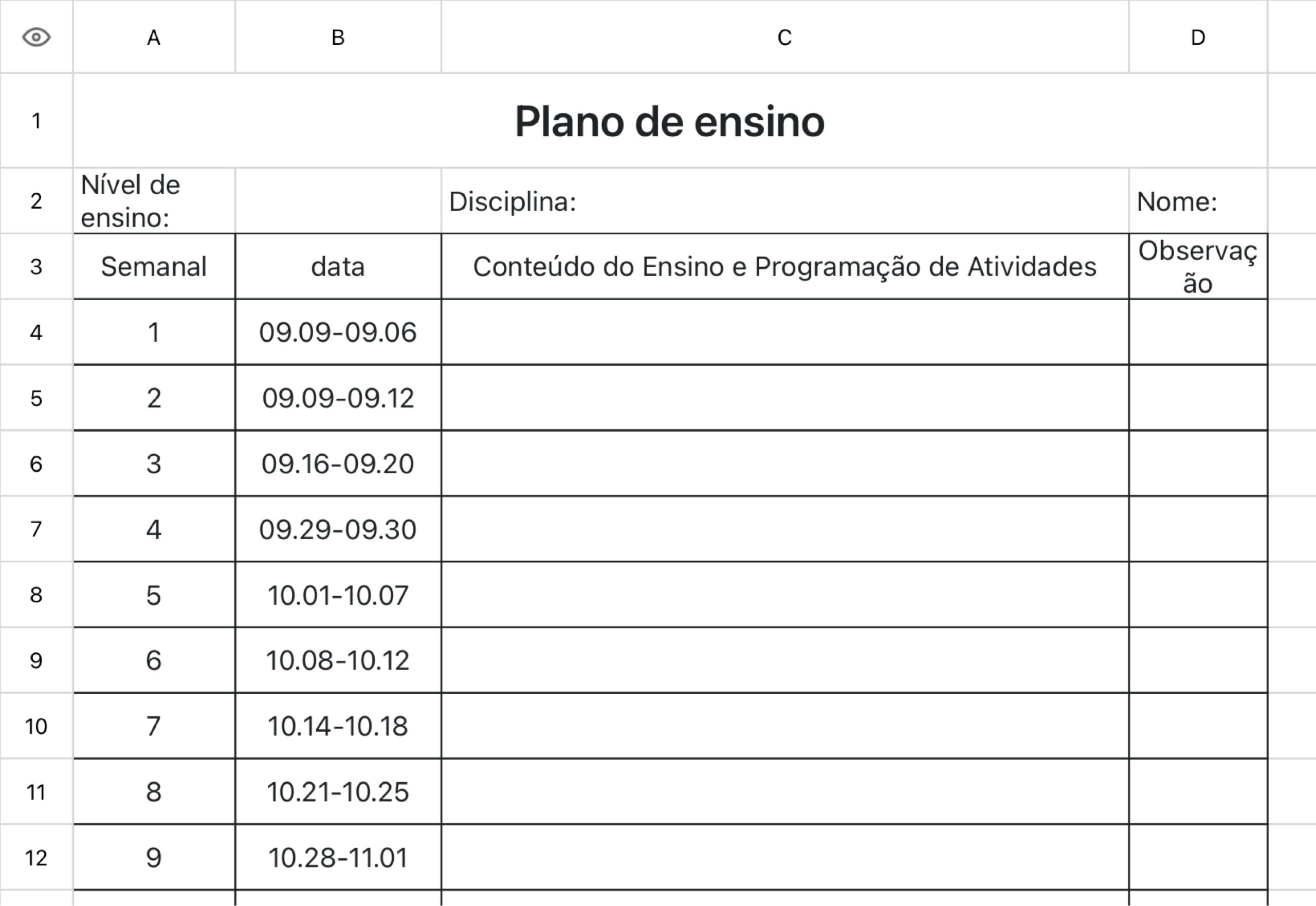 Tabela de progresso do ensino 2
